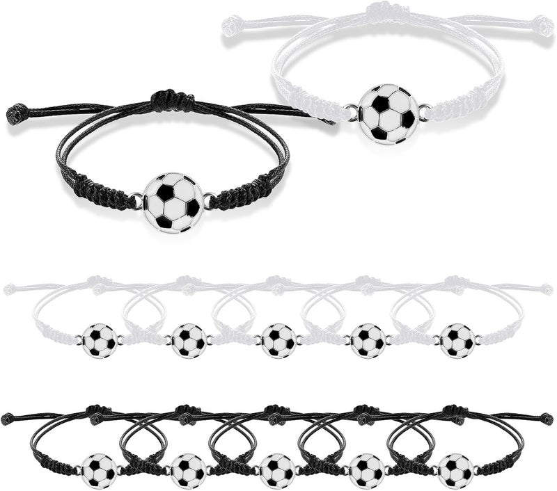 simarro 12pcs Soccer Baseball Basketball Braided Sports Bracelets, Sports Accessories Adjustable Football Inspirational Wristbands for Fans Men Women Teen Adults Team - Image 1